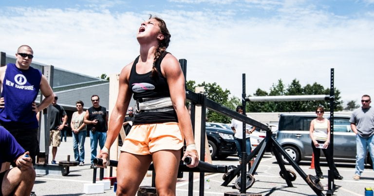 weightlifting girl at strongman competition
