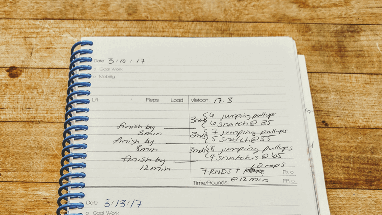 Training Log Workout Page for weightlifting and Conditioning 