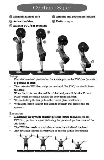 journal page preview of the overhead squat technique