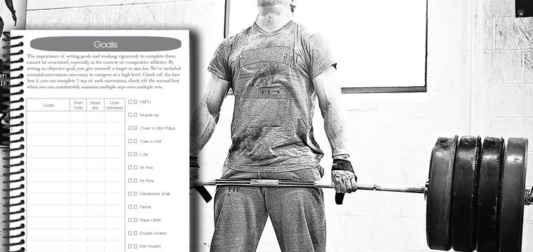 Weightlifting workout journal has a goals page to track your progress