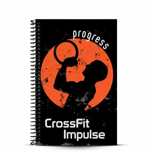 black and orange crossfit impulse custom progress wod journal cover