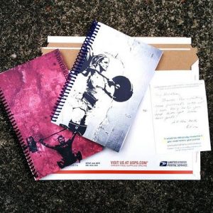 fitness journal with thank you note and expedited shipping