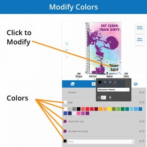 Modify the colors of your personalized notebook