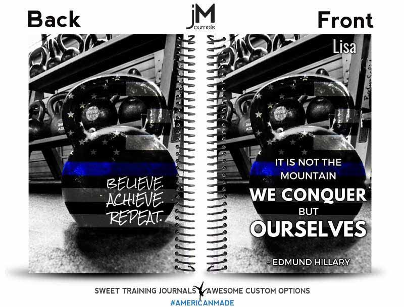 Mock up of Sue's custom workout journal for a friend