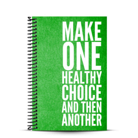 green and white nutrition journal with healthy choices quote