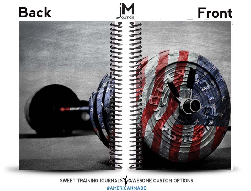 red white and blue barbell journal for CrossFit