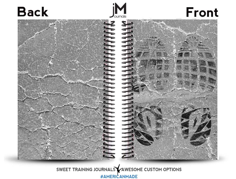 Loris custom grey and white crossfit journal with black shoe print image