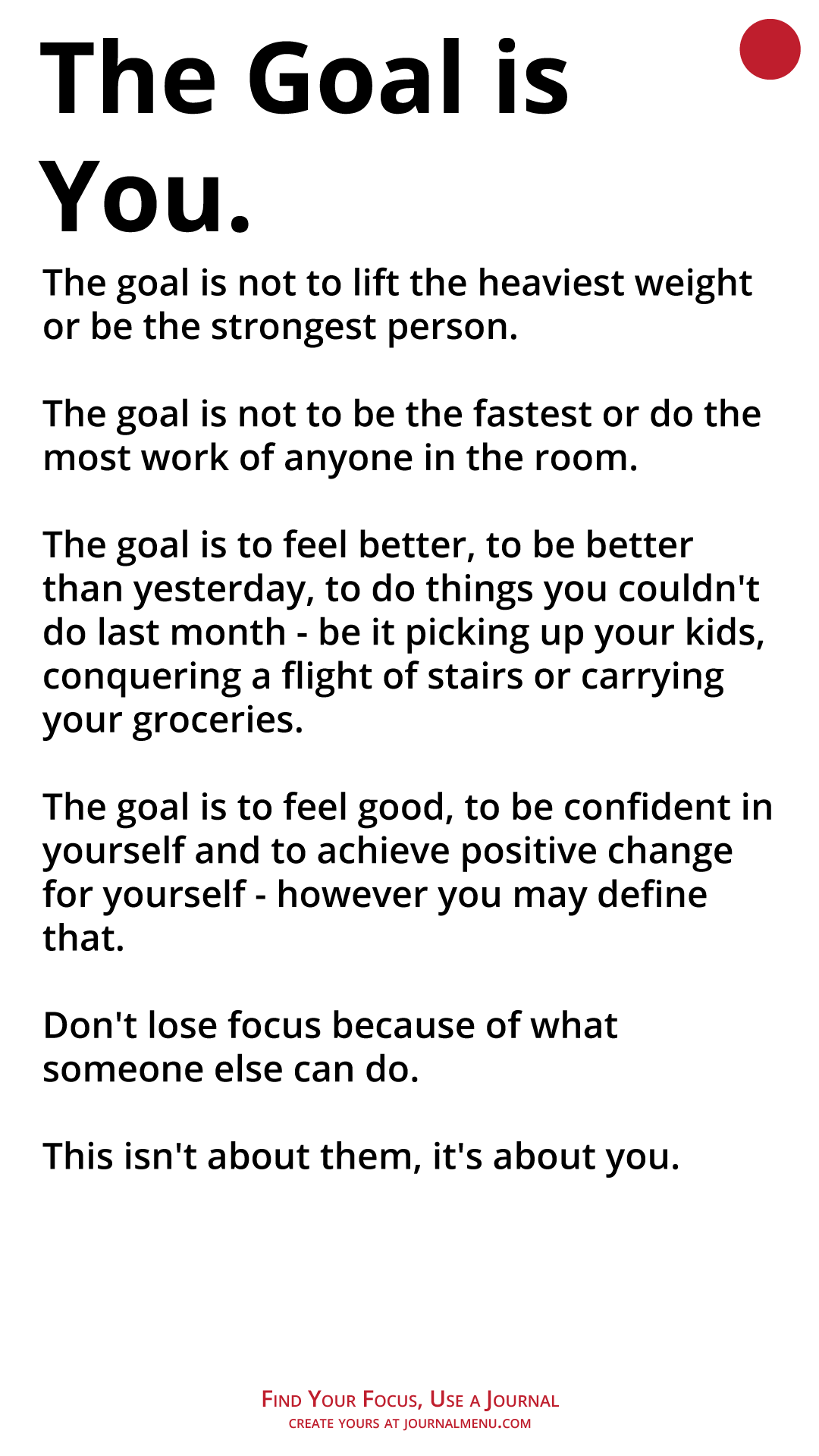 Image showing an essay about the goal being about your own progress